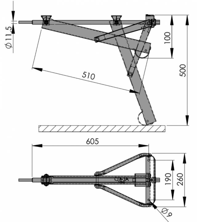 ※可動部分605mm